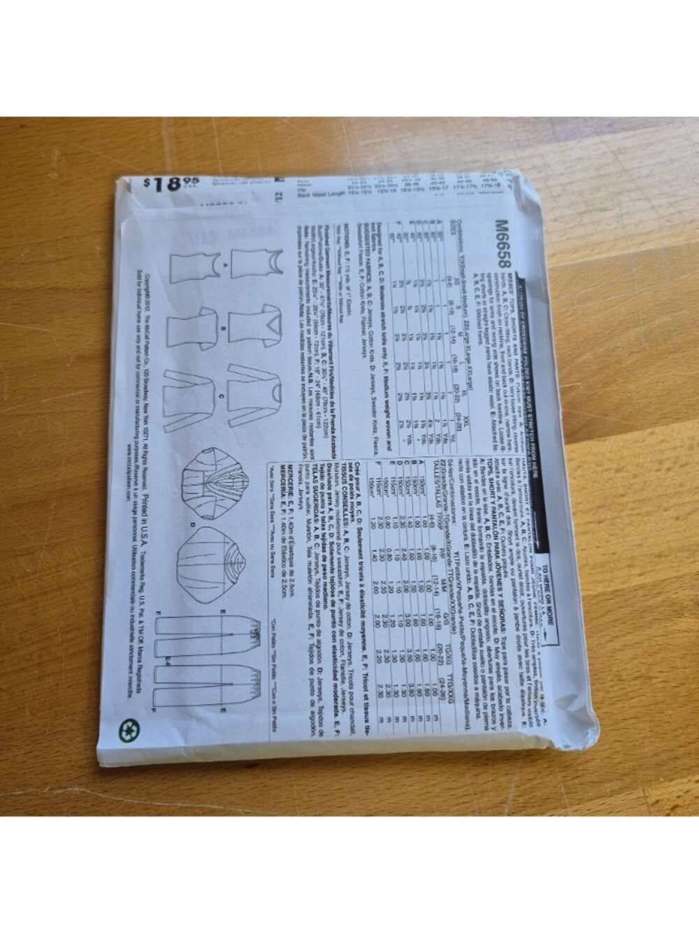 McCalls M6658 Easy Misses Tops Shorts Pants Sewing Pattern Sizes XS-M - Picture 2 of 3